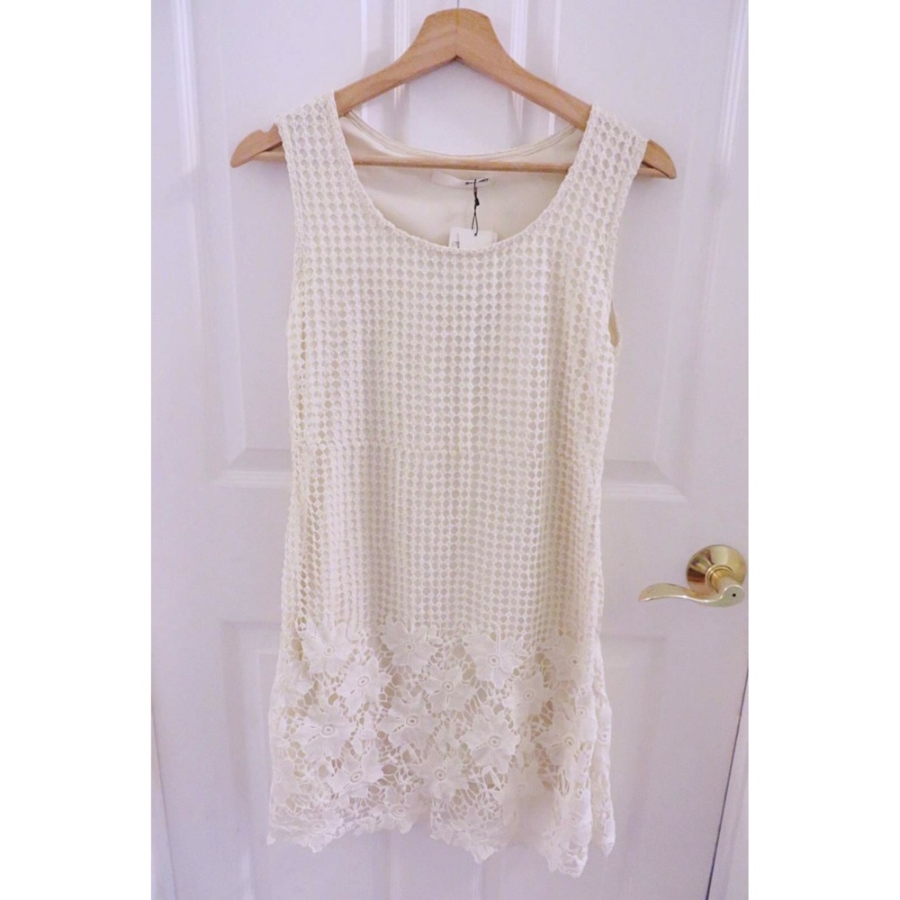 Crochet ivory shift dress